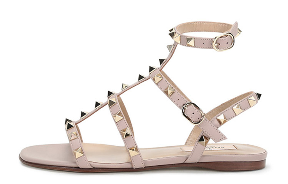 Valentino Garavani Rockstud Ankle-strap Flat Sandals
