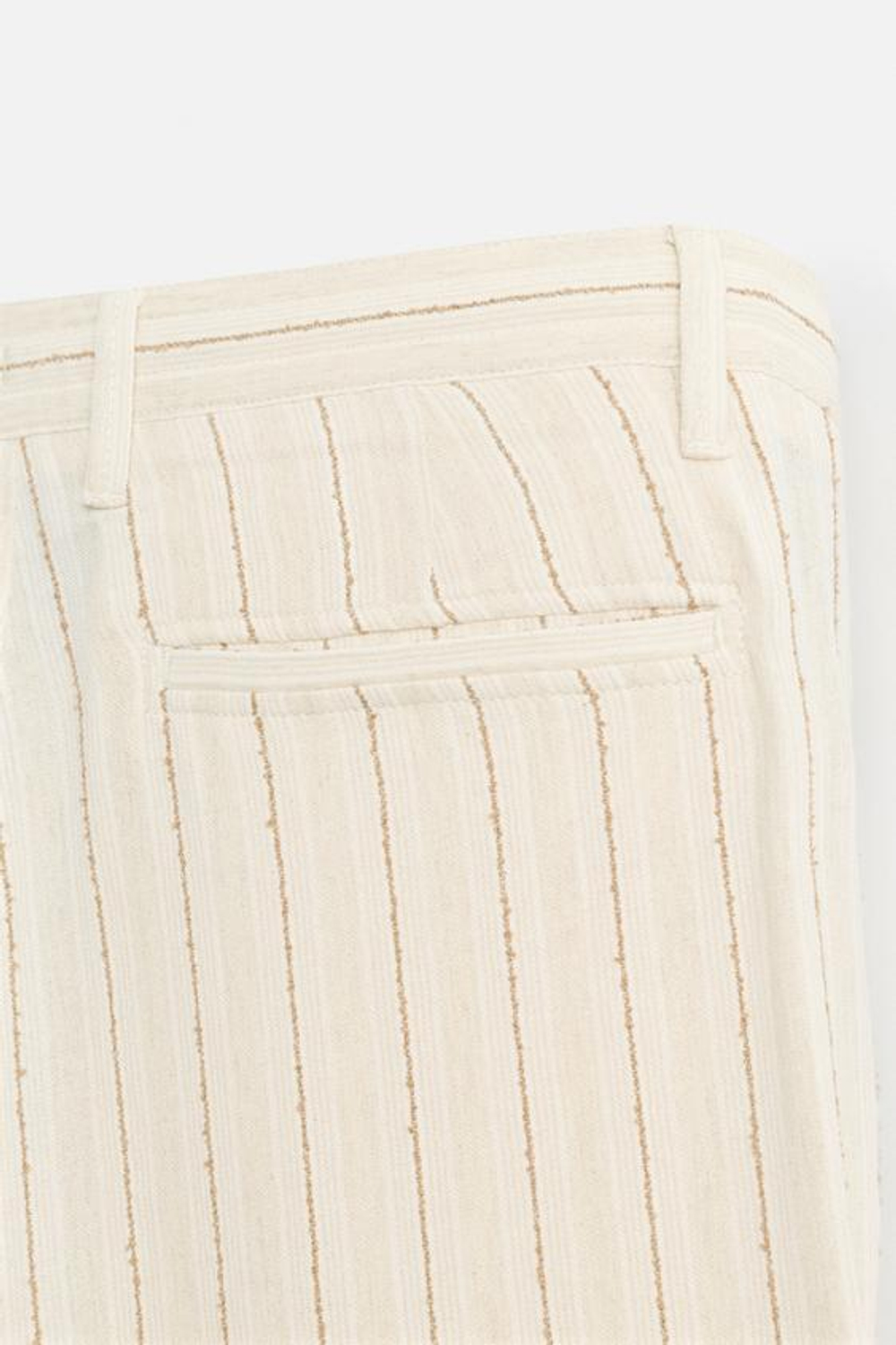 ZARA ЖАККАРДОВЫЕ БРЮКИ В ПОЛОСКУ, ЭКРЮ