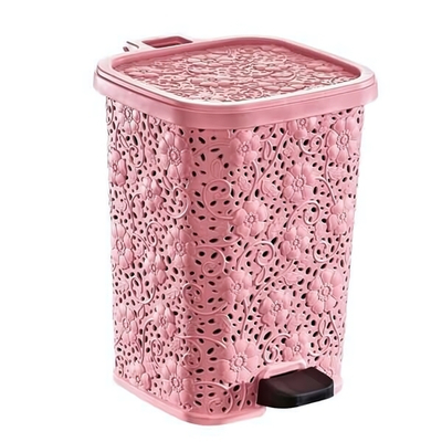 Мусорное ведро с педалью 12 лт АЖУРНОЕ розовый