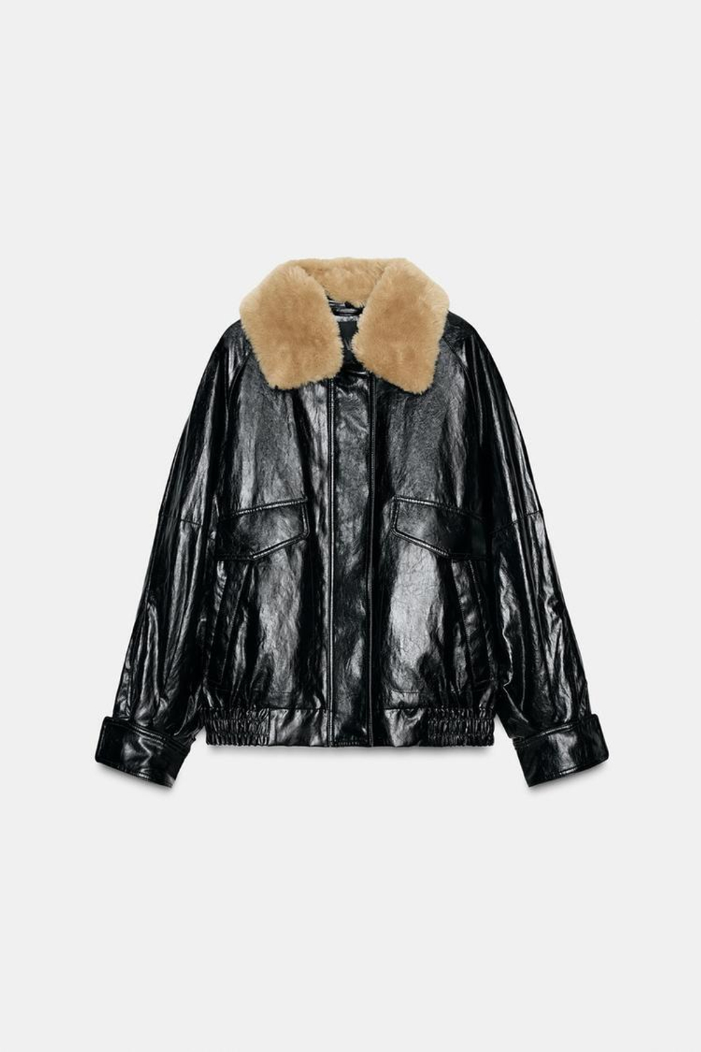 ZARA КУРТКА С ВОРОТНИКОМ ИЗ ИСКУССТВЕННОГО МЕХА — ZW COLLECTION, ЧЕРНЫЙ