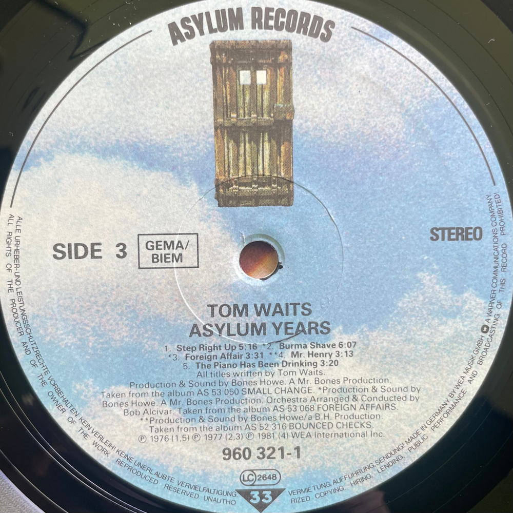 Tom Waits ‎– Asylum Years 2LP (Европа 1984г.)