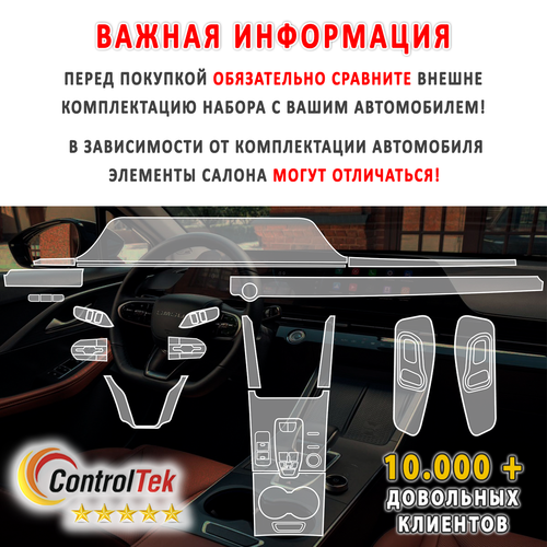 OMODA C5 (2022) - комплект защитных матовых пленок 6 в 1. Пленка защитная ControlTek HYBRID со слоем TOP COAT. Толщина: 6 mil. (175 мкм.)