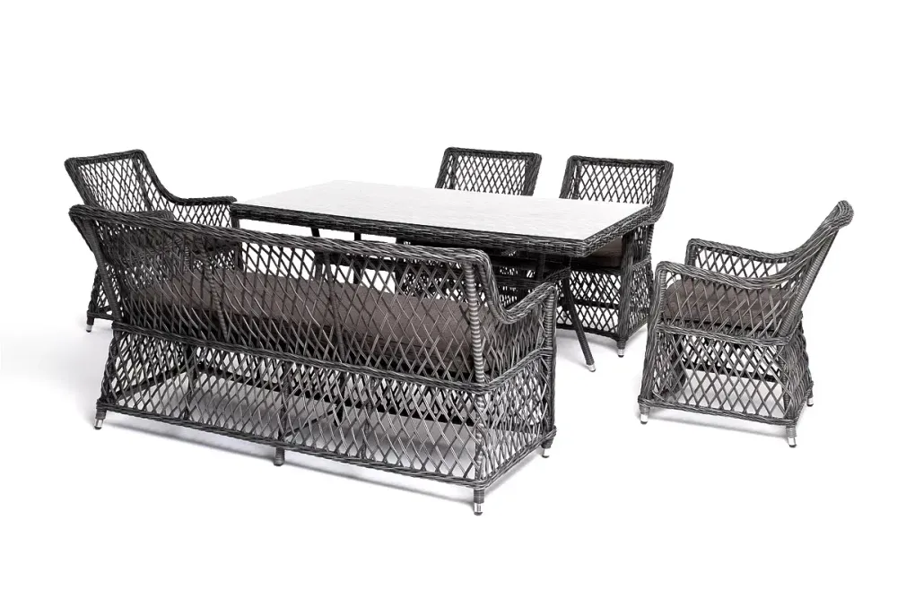 "Катания" обеденная группа плетеная на 6 персон, цвет графит