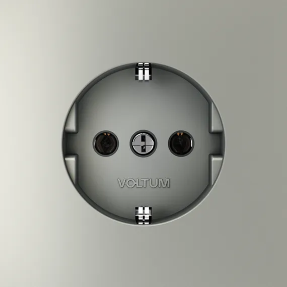 Розетка встраиваемая VOLTUM S70 с заземлением 16А, (сталь) vls040105