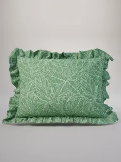 Декоративная наволочка с рюшами, оборками "Джунгли" 50х70 см, 1 шт, без молнии