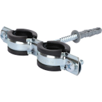 Хомут для труб двухвинтовой сдвоенный STOUT - 3/4" (25-29 мм, с шпилькой и дюбелем)