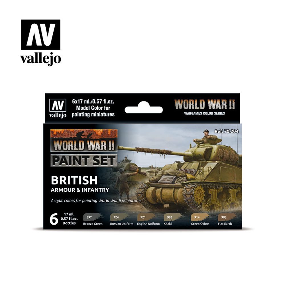 Model Color Set: WW II British Armour &amp; Infantry (6)
