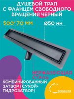 Водоотводящий желоб (трап) TIM 50 см Черный 555002ВК BAD