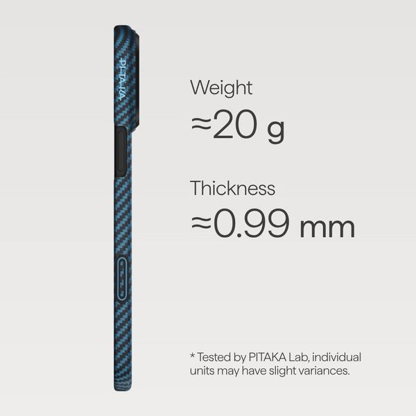 Чехол Pitaka Edge Case для iPhone 17 Pro, Синий | Black/Blue