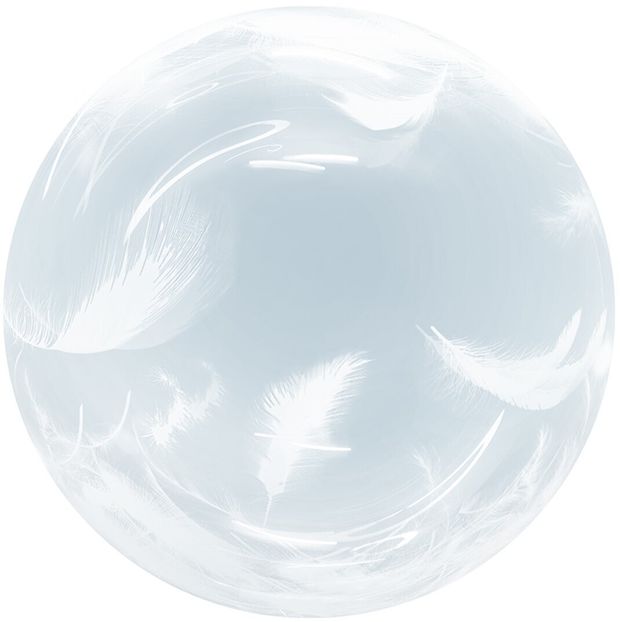 К Bubble 18'' / 46 см Белые перья  Прозрачный  Кристалл (БГ-27)