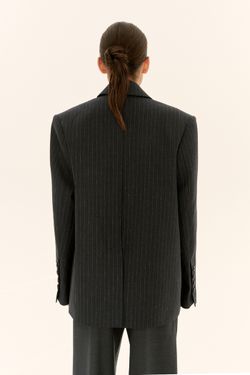 Жакет двубортный в полоску ((Время - деньги)), темно-серый