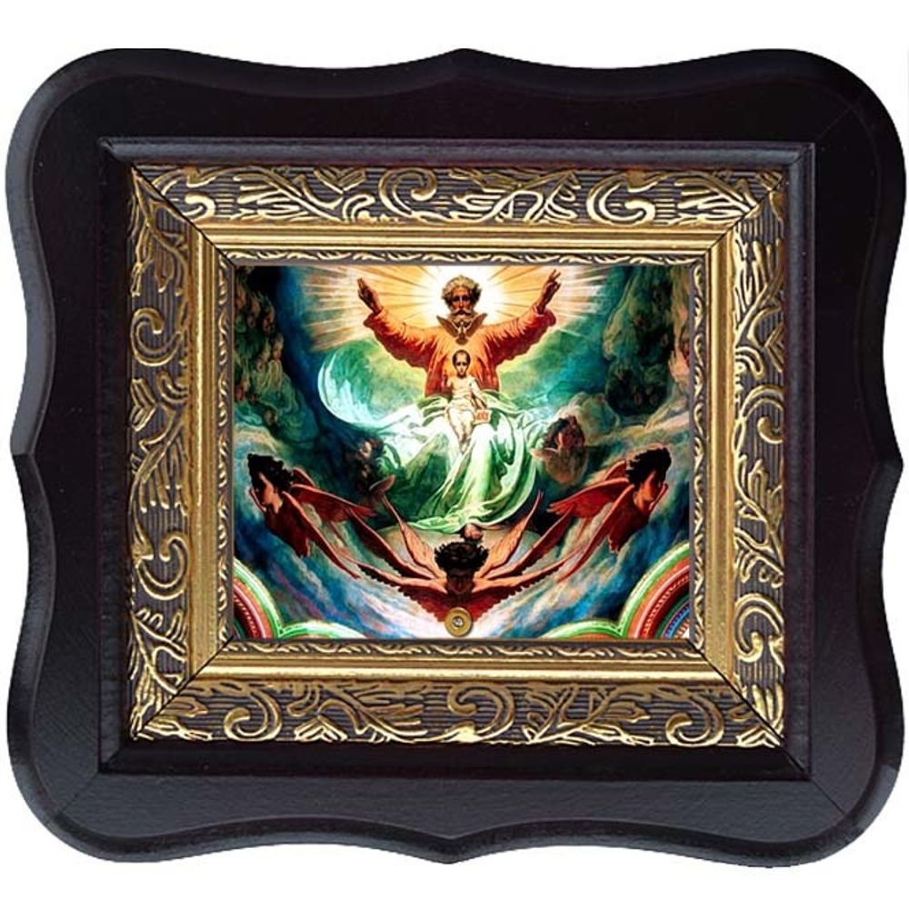 Бог Отец, Бог Сын и исхождение Святого Духа (Троица на херувимах). Икона на холсте.