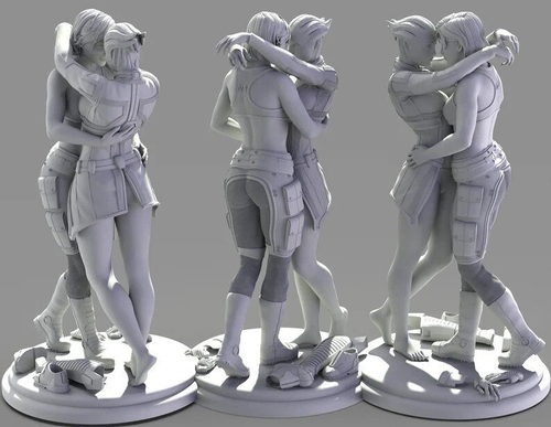 Shepard Шепард female and Liara mass effect Коллекционная Фигурка Аниме