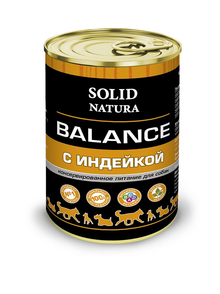 Solid Natura Balance Индейка влажный корм для собак жестяная банка 340 г