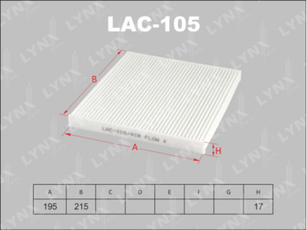 Фильтр салонный LYNX LAC-105 / AC-101 / 87139-12010