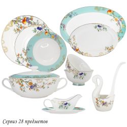 Lenardi 145-469 Обеденный сервиз 28пр. HANOMI в под.уп.(х2)Костяной фарфор