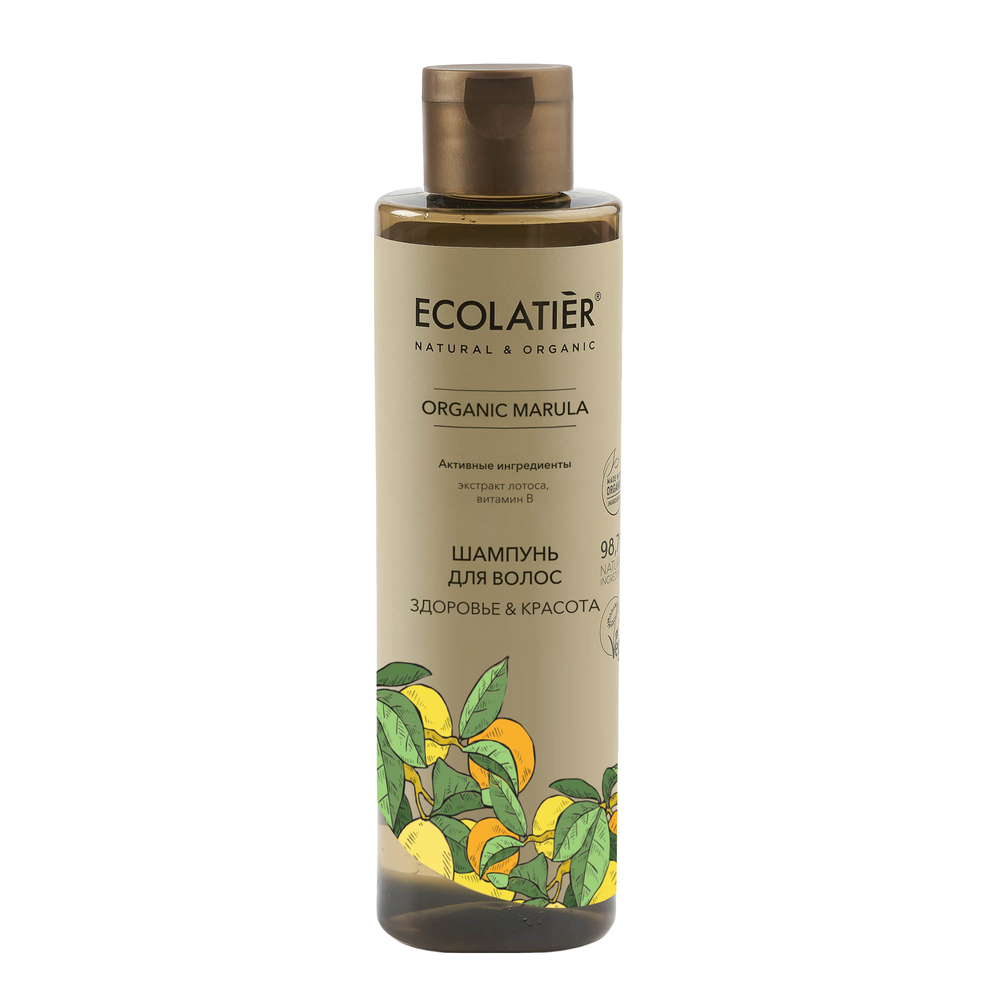 Шампунь для волос ЗДОРОВЬЕ и КРАСОТА ORGANIC MARULA 250мл (ECOLATIER)