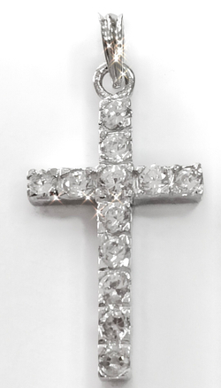 Ювелирная подвеска крест из серебра с фианитами