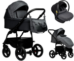 Детская коляска Indigo Impulse Eco 3 в 1 с автокреслом Avionaut Cosmo Grey Ie06 серая кожа/серый