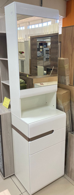 Тумба с зеркалом Ультра белый/белый глянец