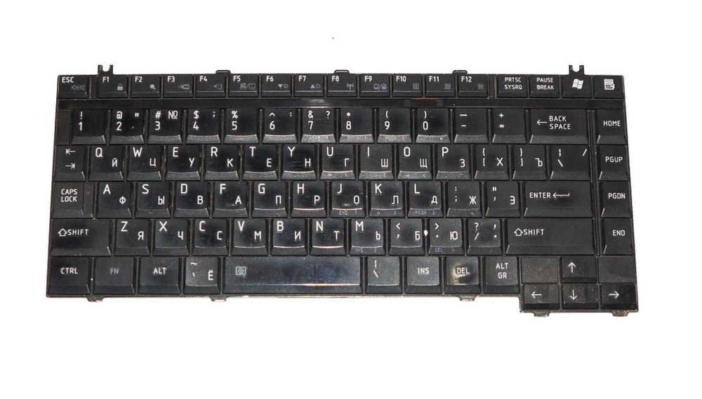 Клавиатура для ноутбука TOSHIBA QOSMIO G30 черная, гориз. Enter P/N: NSK-T4V0R, 99.N5682.V0R, ОРИГИНАЛ (б/у, с разбора)