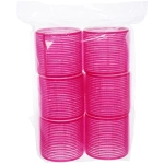 Бигуди липучки, 6шт., однотонные, фуксия, d-6,3см