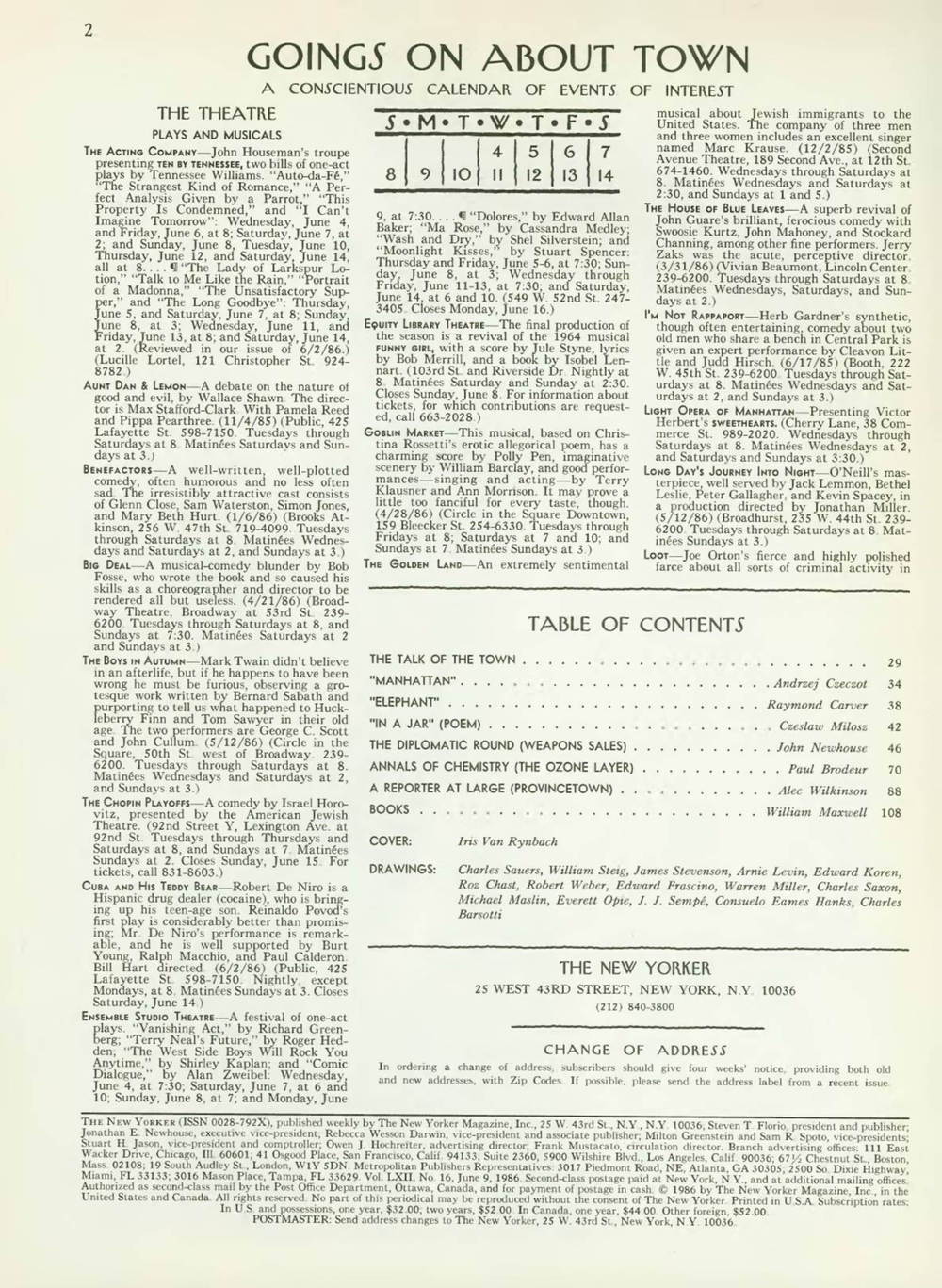 Журнал The New Yorker 09-06-1986
