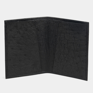 Кожаная обложка для паспорта, страус черного цвета