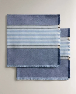 ZARA HOME ХЛОПКОВАЯ САЛФЕТКА В ПОЛОСКУ (НАБОР ИЗ 2 ШТ.), СИНИЙ