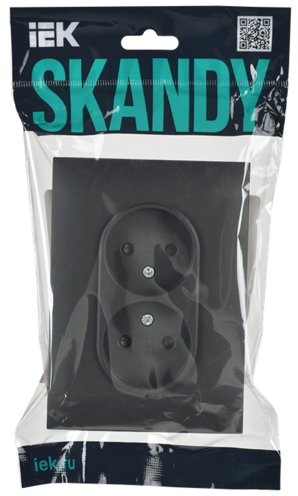 SKANDY Розетка 2-местная без заземления с защитными шторками 10А в сборе SK-R09T титан IEK