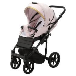 Детская коляска Adamex Rimini 2 в 1 RI101 СВ.РОЗОВ+СВ.РОЗОВ.КОЖА+ЗОЛОТО.ОТДЕЛКА