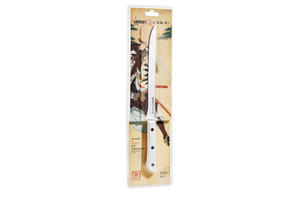Нож кухонный филейный 21.8см Samura Harakiri белая рукоять
