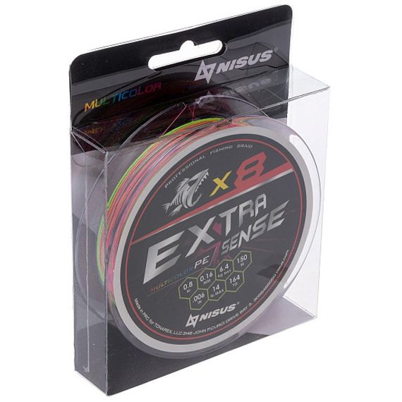 Шнур Extrasense X8 PE Multicolor 150m 0.8/14LB 0.16mm (N-ES-X8-0.8/14LB) NISUS