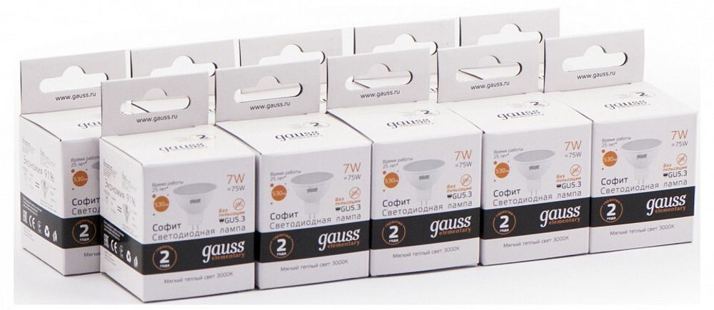 Лампа светодиодная Gauss Софит GU5.3 7Вт 3000K 13517