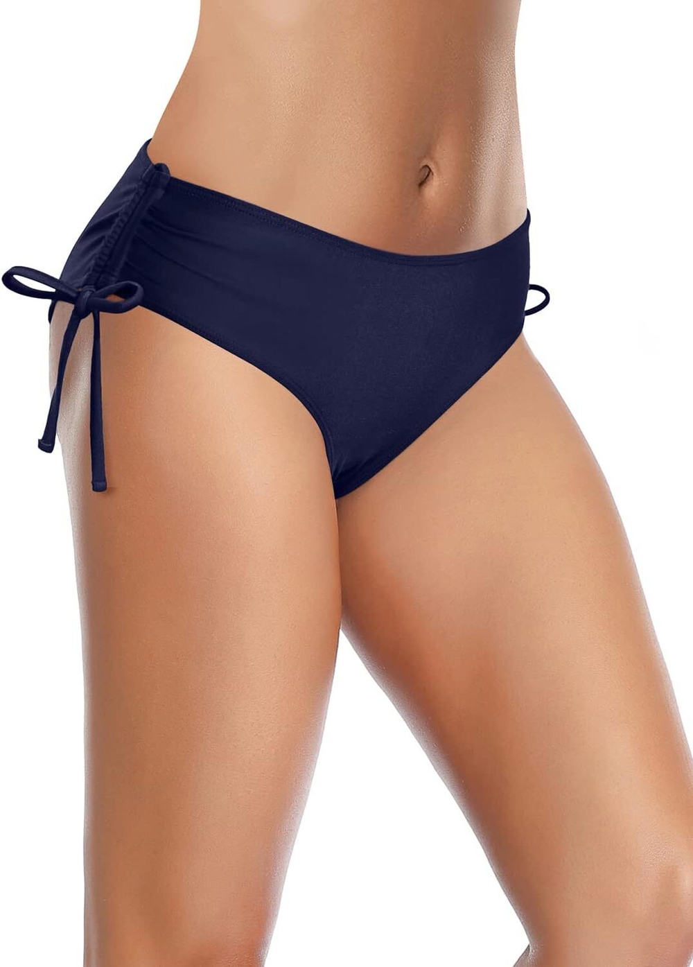 Темно-синие женские плавки с утяжкой по бокам