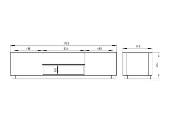 Тумба Tammi под ТВ ширина 200 см (молочный)
