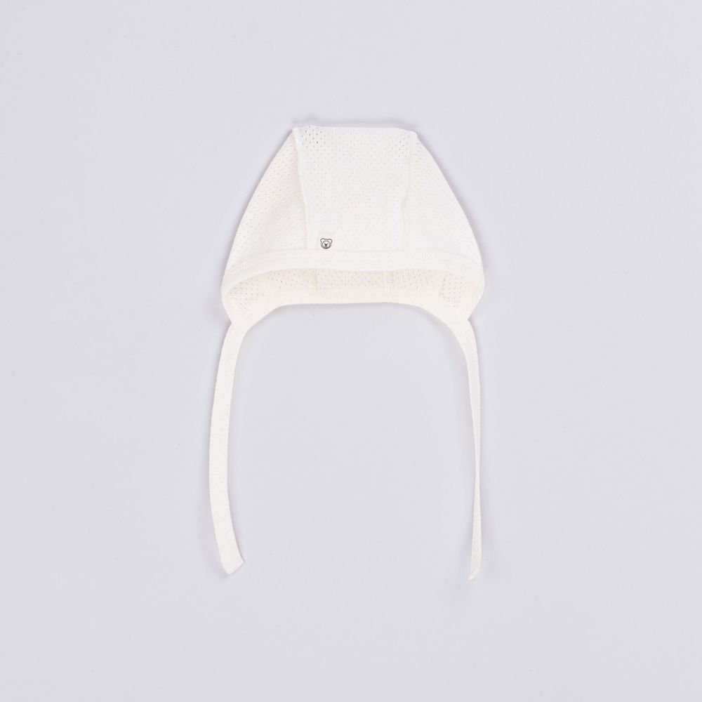 Чепчик "Молоко" из ажурного хлопка 0+