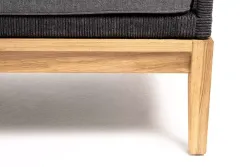 "Канны" диван 2-местный плетеный из роупа, основание дуб, роуп темно-серый круглый, ткань темно-серая 027