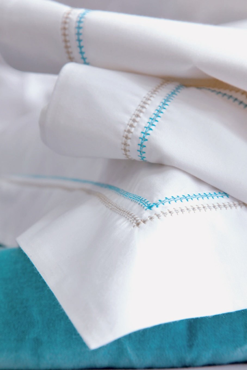 Постельное белье семейное Blanc des Vosges Souvenirs celadon бирюзовое