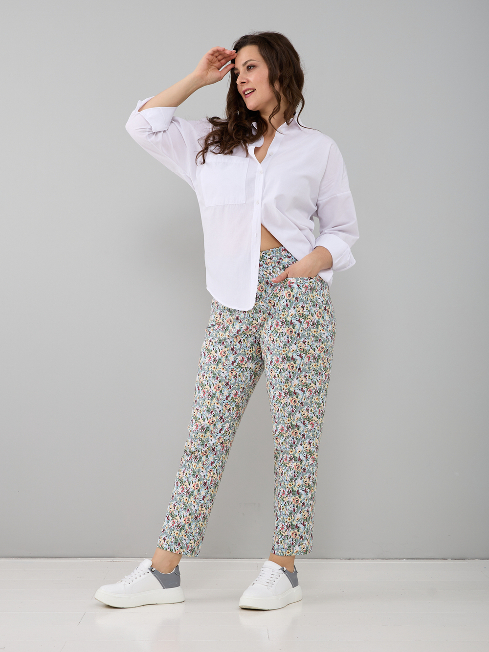 Брюки Бдж-029/оливковый-розочки