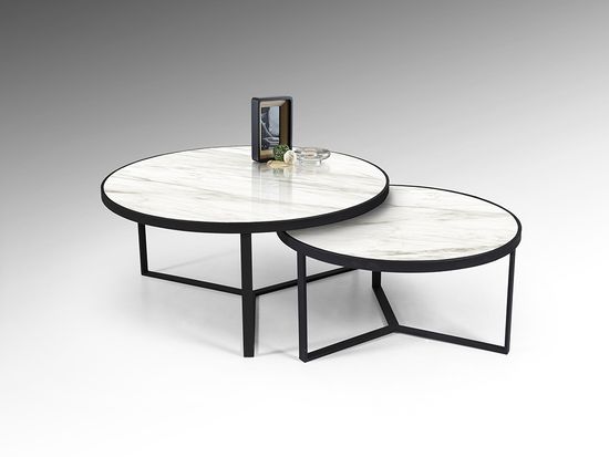 Набор столиков Naira из меламина с отделкой белый мрамор