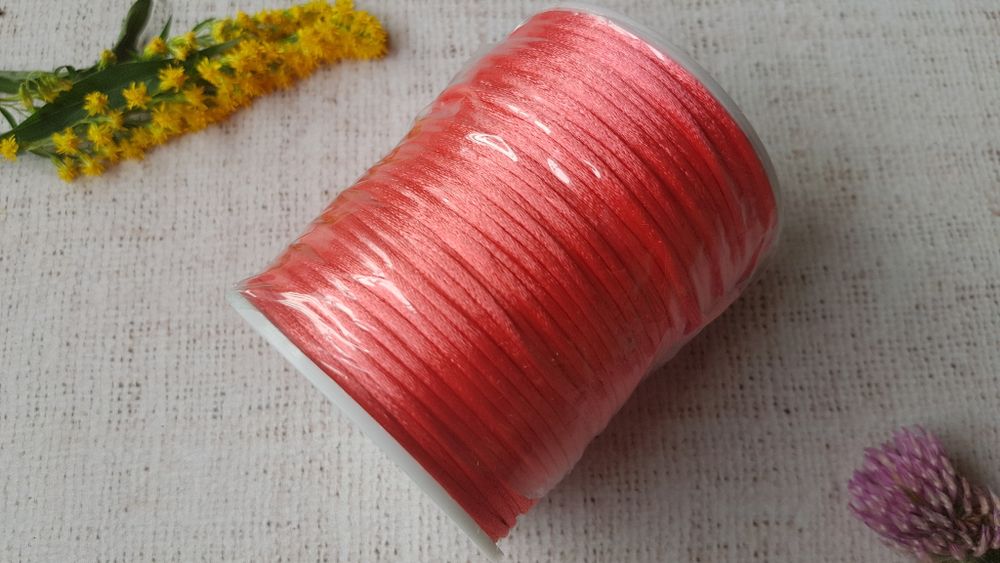 Шнур круглый атласный (для воздушных петель), 2 мм, коралл