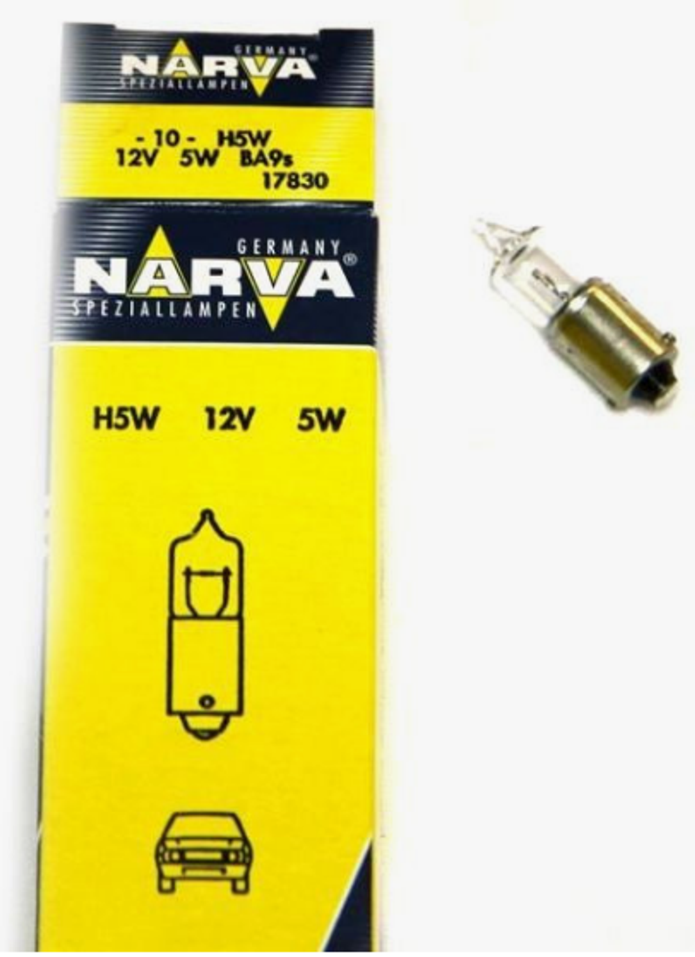 Автолампа  Р 12V H 5W с цоколем ГАЛОГЕНКА Narva 17830