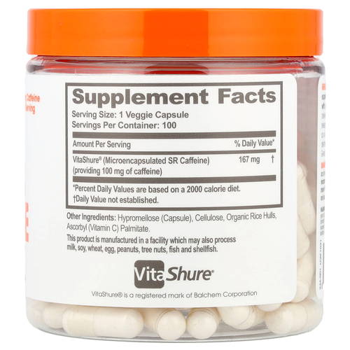 The Genius Brand, Genius Caffeine, 100 мг, 100 растительных капсул