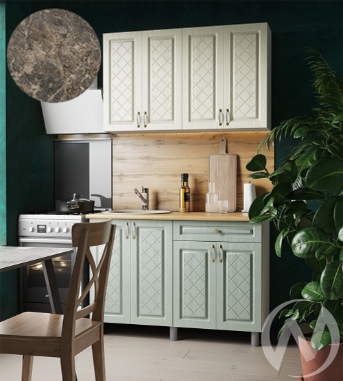 Кухня Вильма 1.2м (корпус белый/айвори; васаби) 38мм королевский опал