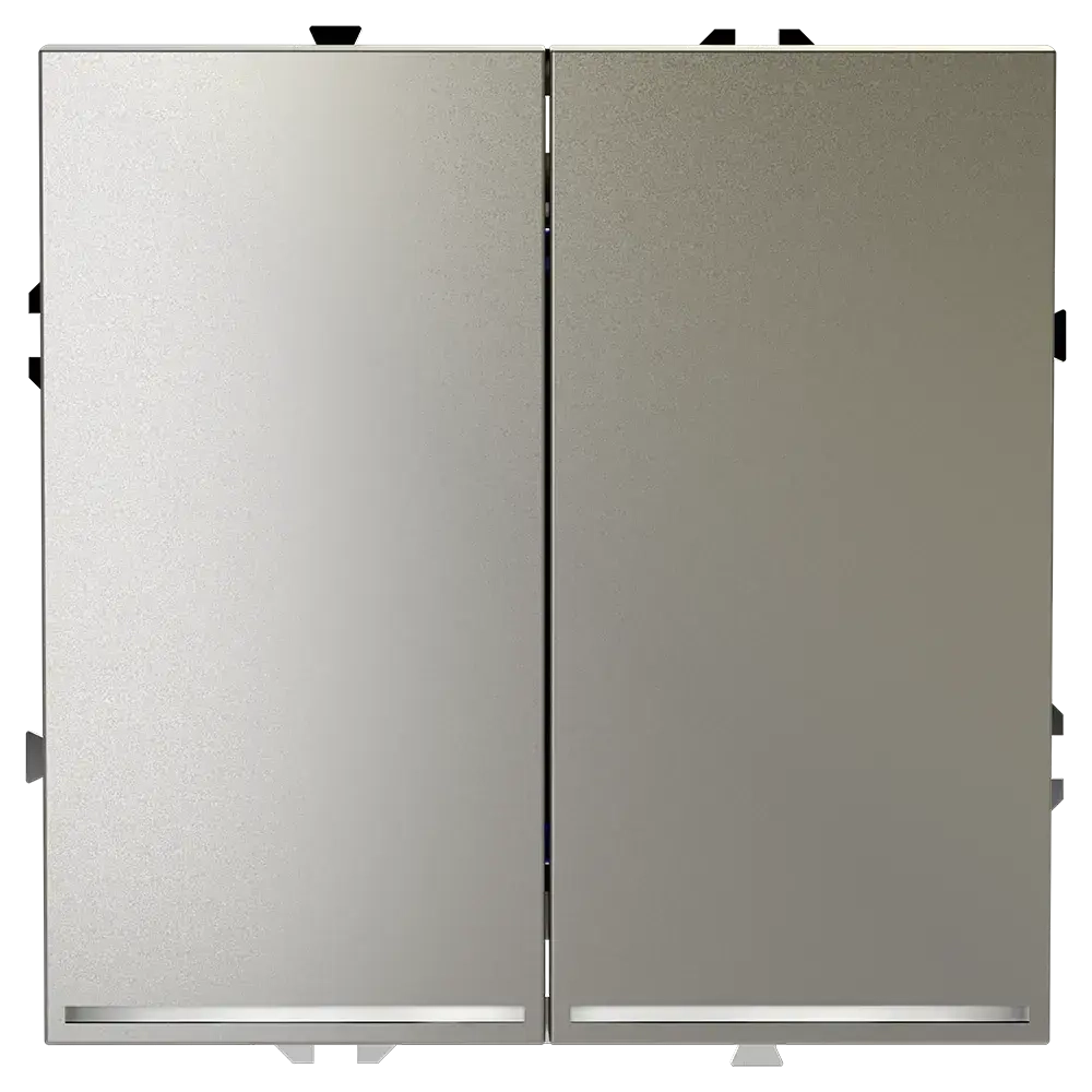 Проходной переключатель встраиваемый VOLTUM S70 двухклавишный с подсветкой 10А, (шелк)