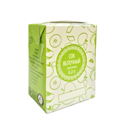 Натуральный сок яблочный осветленный 0,2 л