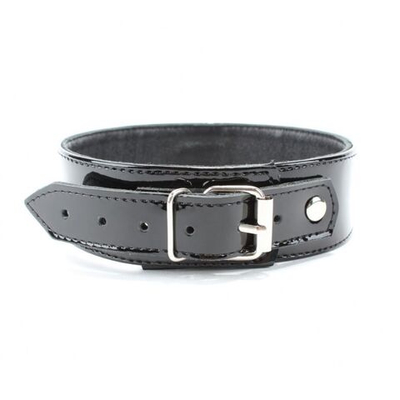 Черный лаковый ошейник на пряжке (Цвет: черный)