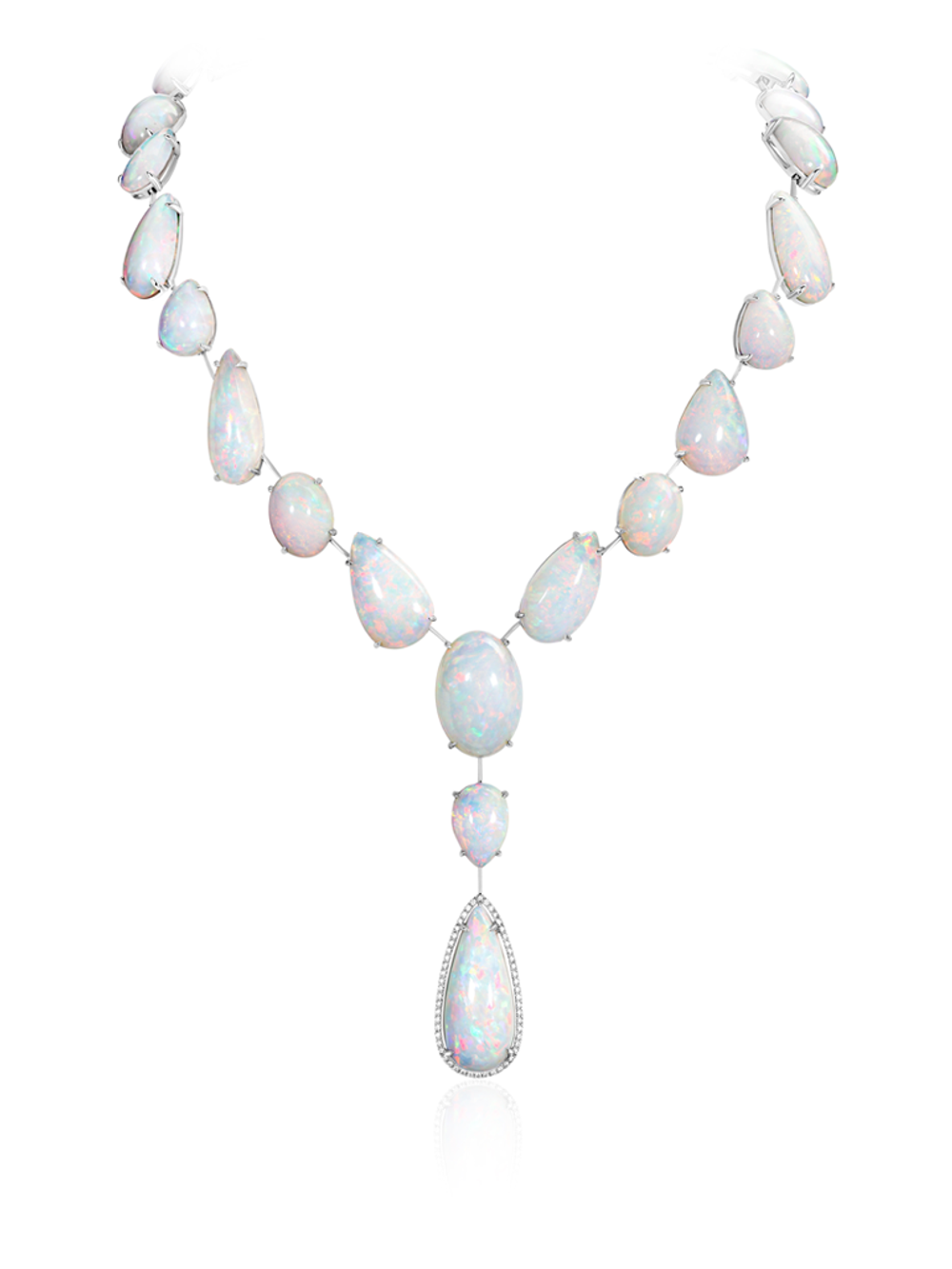 Колье с белыми опалами
