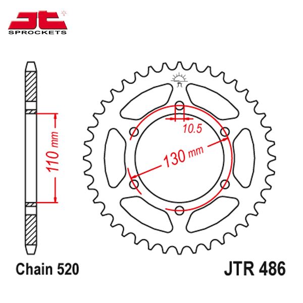 JT JTR486.42ZBK звезда задняя (ведомая), 42 зуба